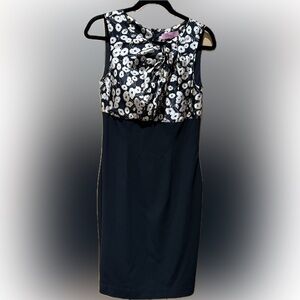 Eliza J Black and White Silk Floral Dress